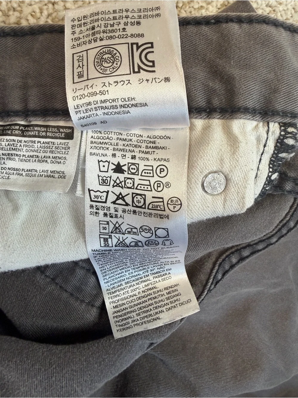 Levi’s 514 Men’s 32x30 Charcoal Gray Twill Pants Straight Fit 100% Cotton